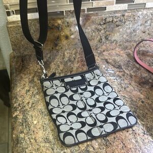 Coach Signature Black and Gray Crossbody Bag